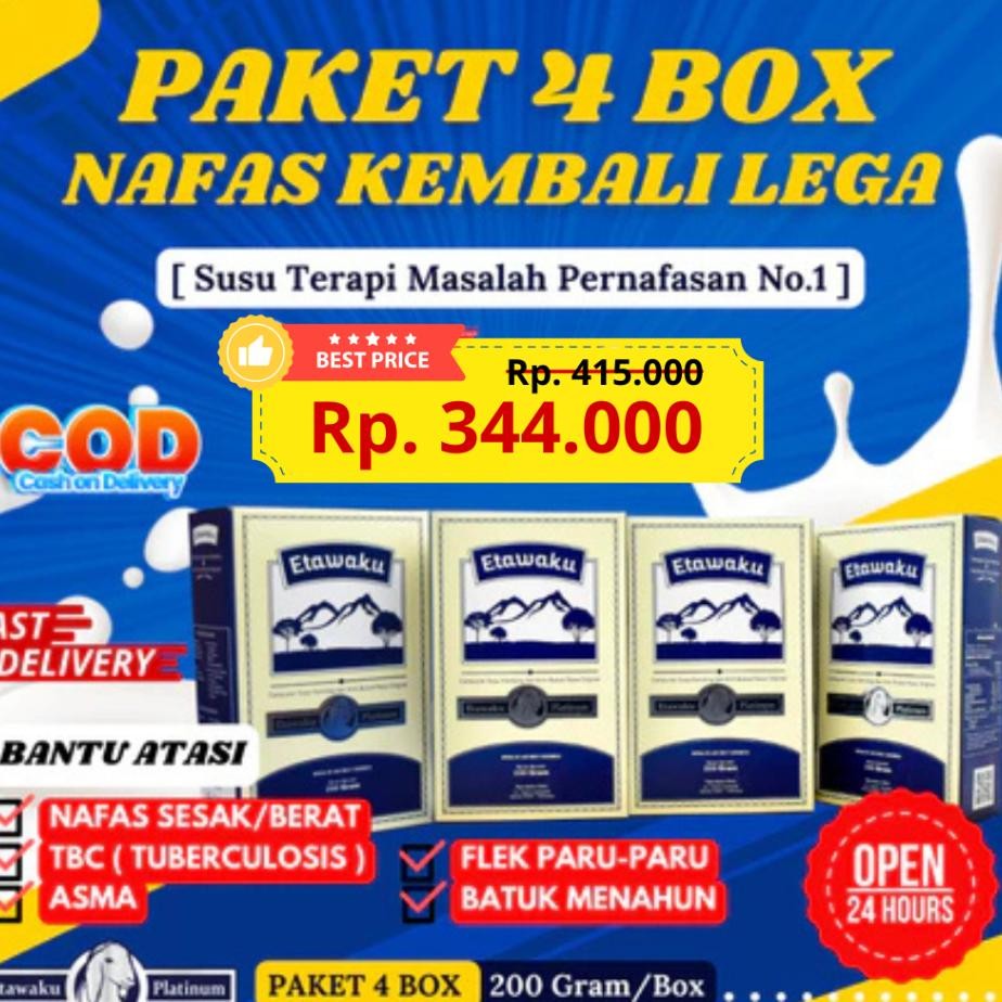 

Paket 4 Box Susu Etawaku Platinum Susu Etawa Bubuk Bebas Pengawet Efektif Atasi Nyeri Sendi Tulang Jaga Kesehatan Jantung