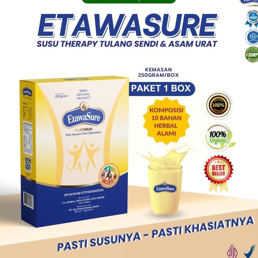 

Etawasure Platinum Susu Etawa Terapi Tulang Sendi Asam Urat Susu Kambing Etawa Untuk Rematik Osteoporosis 250Gr