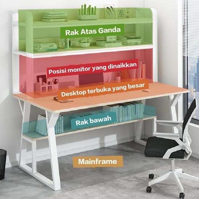 E-TIFE MEJA BELAJAR / MEJA BELAJAR DENGAN RAK / MEJA BELAJAR MINIMALIS / MEJA BELAJAR KAYU /MEJA BEL