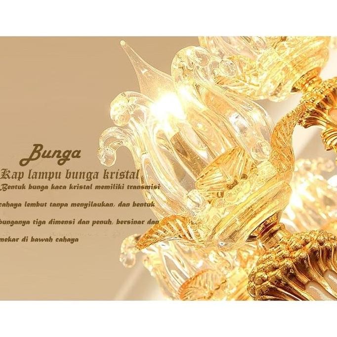 Lampu Hias Gantung Kristal Bunga Mewah / Lampu Gantung Ruang Tamu / Lampu Chandelier