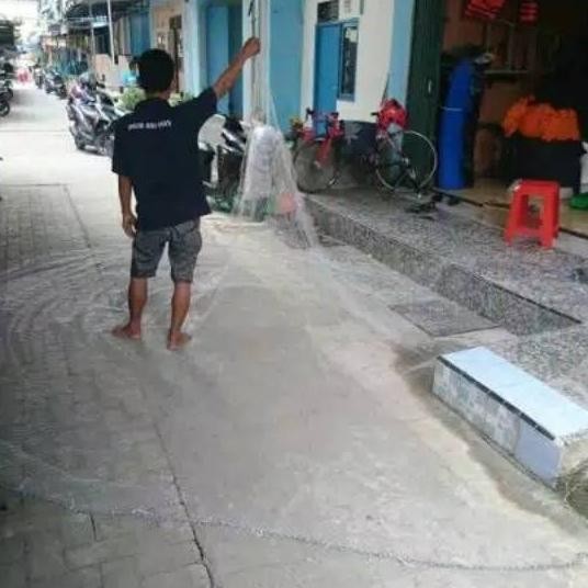 Jala Ikan Dan Udang 12 Feet Senar Full Tebar Lubang Jari Kelingking Jala Sungai Jala U Jala Laut