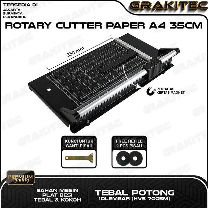 

Grakitec Rotary Paper Cutter A4 35Cm - Alat Potong Kertas Foto & Art