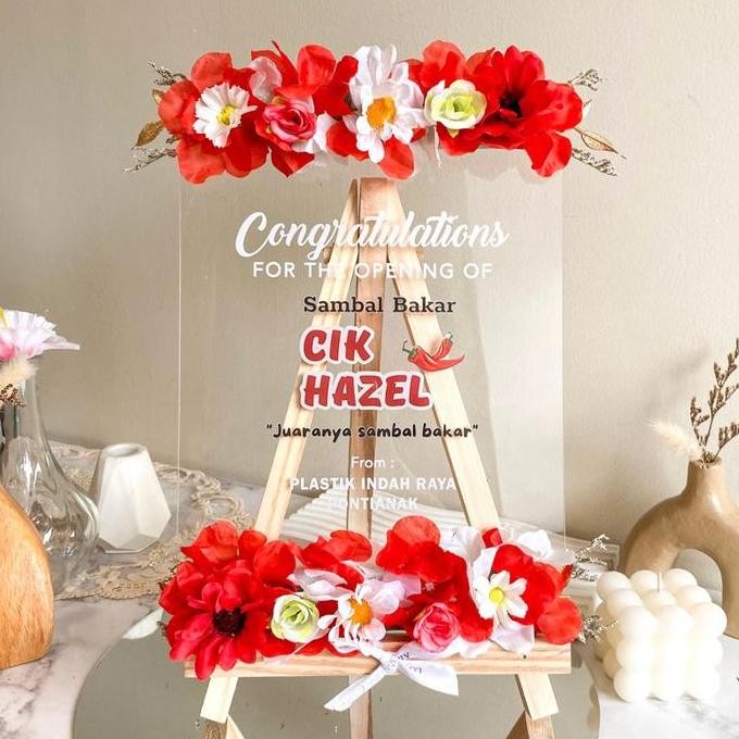 (1 HARI JADI) PALMY - Akrilik papan bunga mini ucapan congratulation