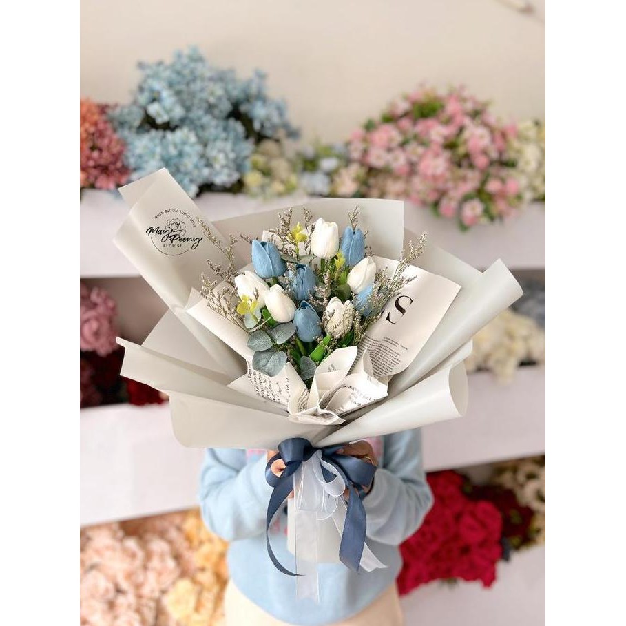 ARTIFICIAL TULIP BOUQUET - BUKET BUNGA TULIP PALSU BUNGA FLOWER BUCKET