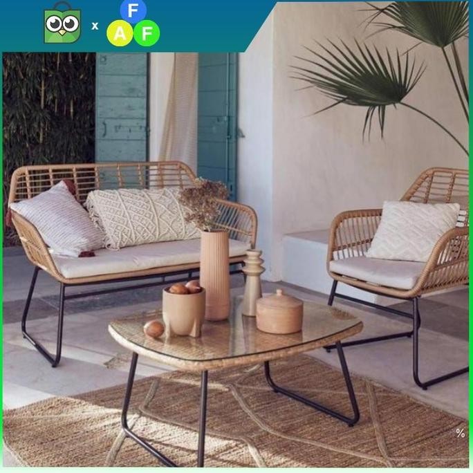 set kursi santai rotan minimalis