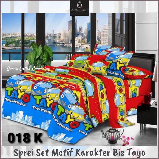 Sprei Set Homemade Motif Karakter Tayo Seprei 160x200/180x200x20