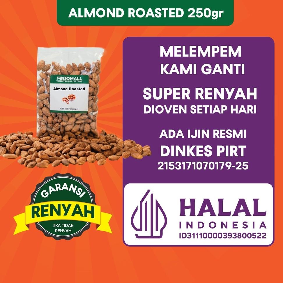 

Almond Roasted Kacang Almond Panggang 250 Gram Cemilan Sehat Dan Enak