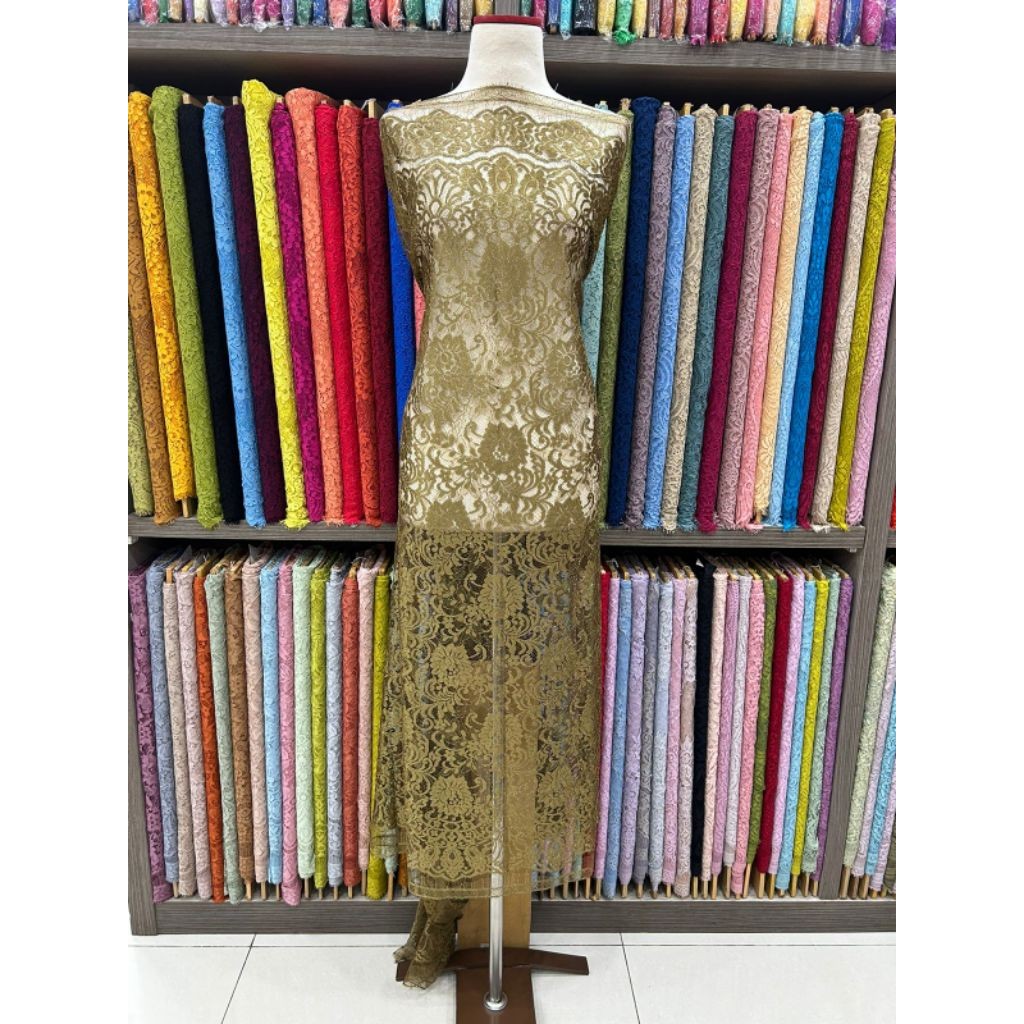 Bakal Kain Bahan Kebaya Brukat Semi Prancis Metalik/Brukat Semi Francis Metalic/Lace Panel Semi Pran