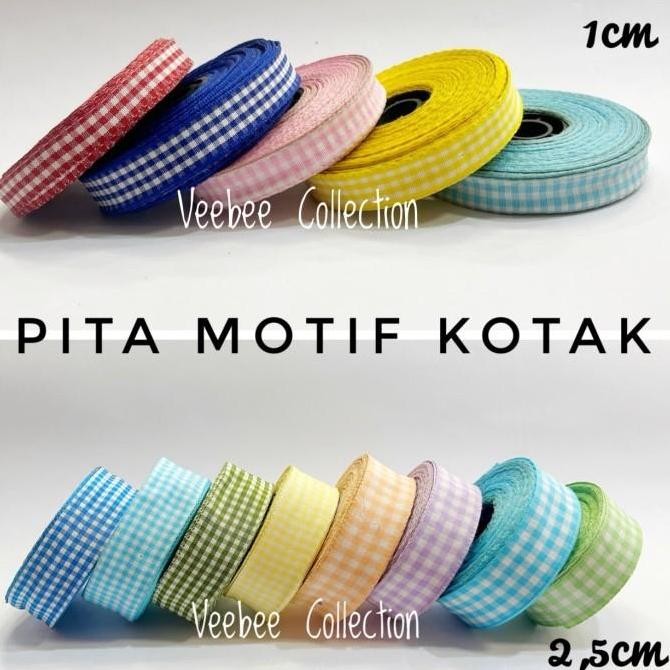

paling diminati] Pita Roll Kain kotak kotak/ pita roll hias hampers/ pita hias hadiah