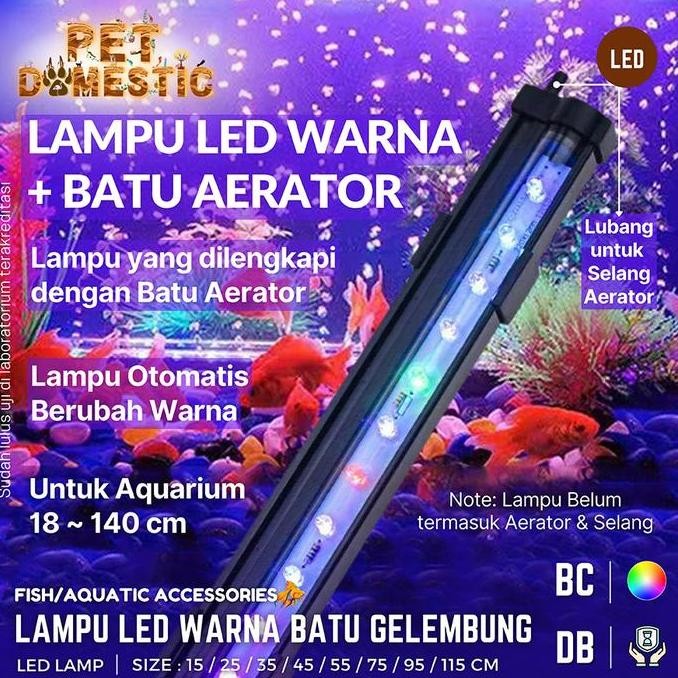 LED CELUP LAMPU AIRSTONE AQUARIUM BATU GELEMBUNG WARNA-WARNI AERATOR UDARA