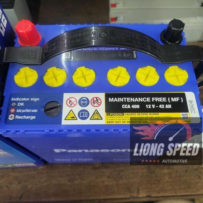 Aki Panasonic 60B19L / Ns40zl Mobil Jazz Brv Brio Mobilio Freed Xpander Livina Kapasitas 42Ah Cca 40