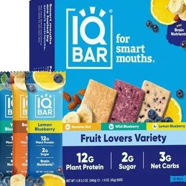 

IQBar Plant Protein Bar - Fruit Lovers Variety Pack (12 x 45g)