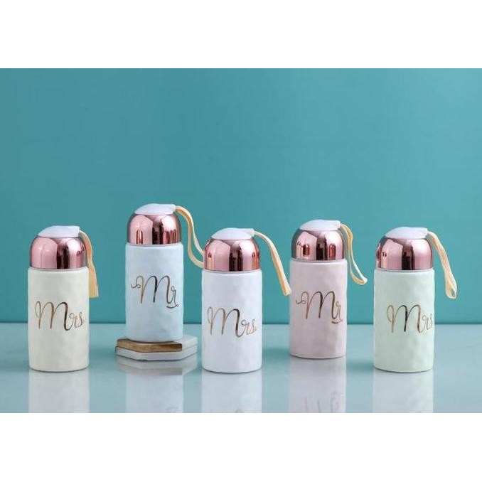 Gelas Mug Termos Keramik Mr Mrs Couple Set Cantik LA