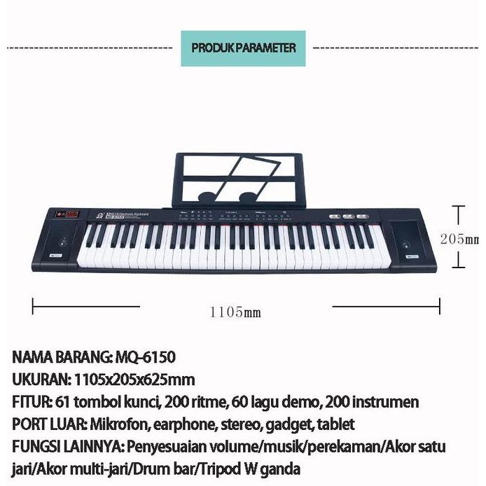 baru MIIGO Piano Elektronik Multifungsi, Piano 61-KeyPiano