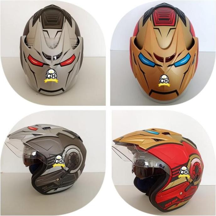 Helm Marvel Ironman Avengers Helm Dua Kaca Helm Double Visor Helm Dewasa Terbatas