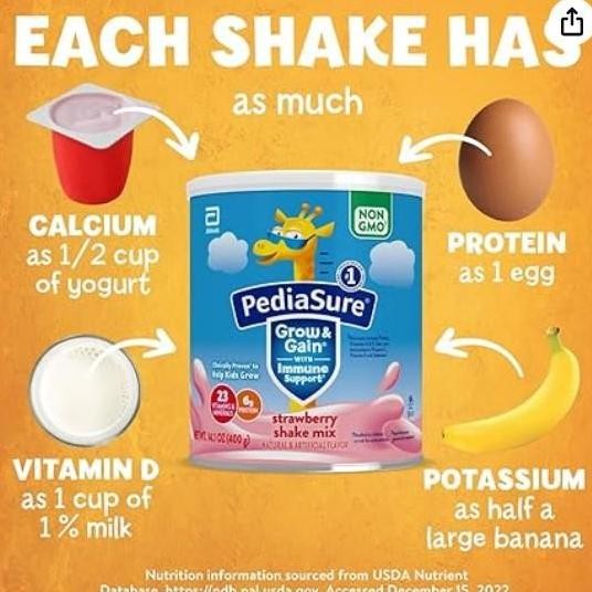 

PediaSure Grow & Gain Gluten Free Strawberry Shake Milk Powder Susu (USA)