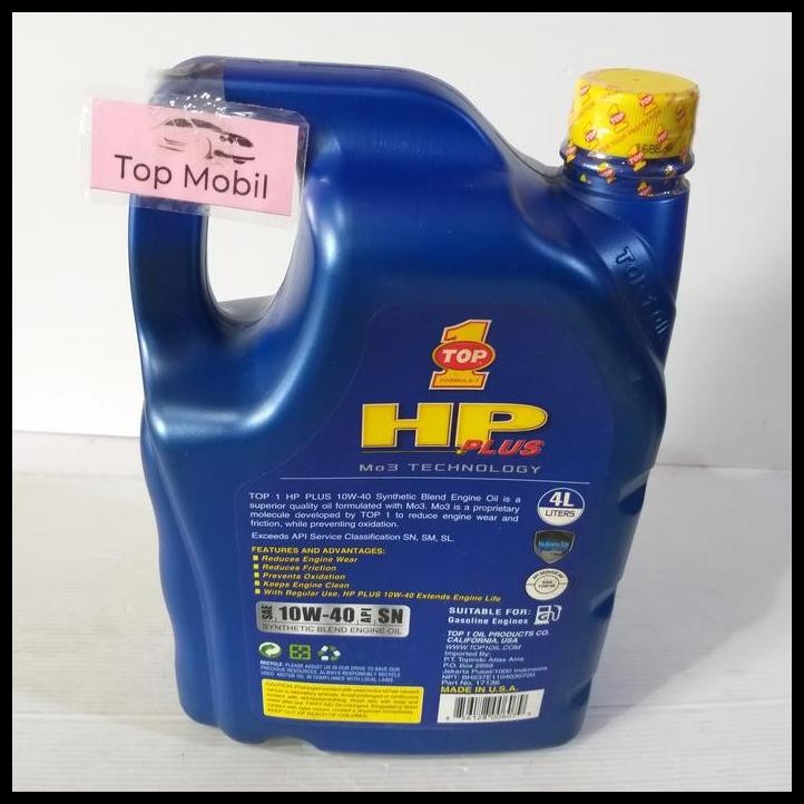 GRATIS ONGKIR OLI MESIN TOP 1 SAE 10W-40 HP PLUS API SN SM SL 