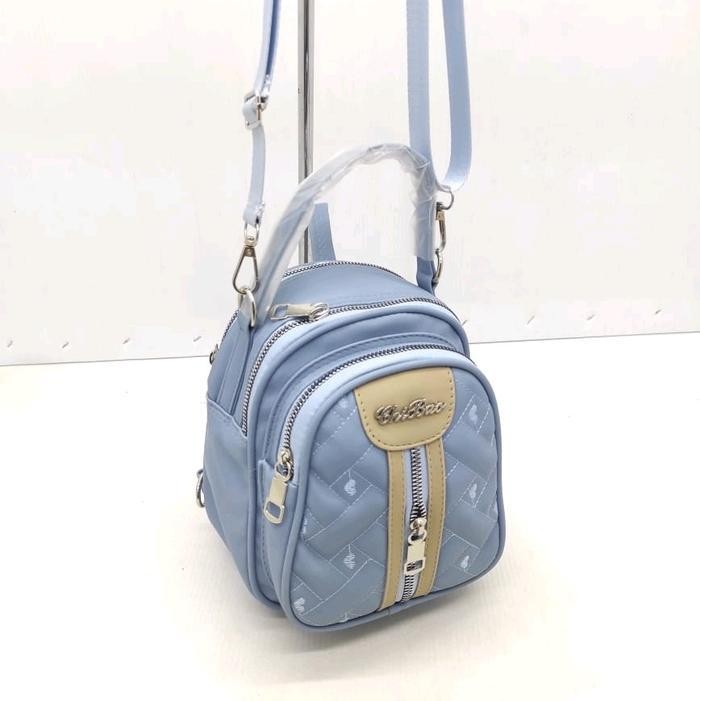 ABS tas ransel mini wnita/cibow 3in1 model resleting tengah kombinasi bisa di slempang/ransel Wanita
