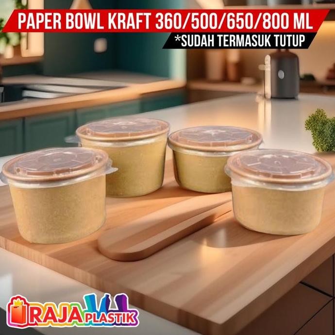 PAPER BOWL KRAFT + TUTUP / MANGKOK KERTAS / RICE BOWL KRAFT + TUTUP