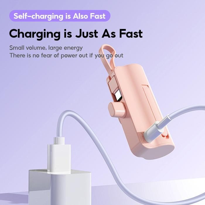 Power Bank Wireless Mini 5000Mah Powerbank Awet Tahan Lama Lightning/Tipe C 5V/2A Fast Charging Peng