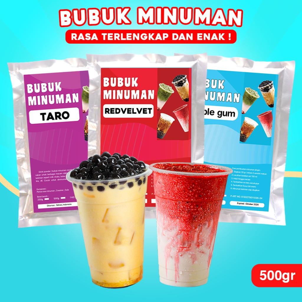 

FM BUBUK MINUMAN RASA 500G / SERBUK MINUMAN RASA / BUBUK MINUMAN BOBA 500gr / BUBUK MINUMAN KEKINIAN / SERBUK MINUMAN ANEKA RASA 500gr