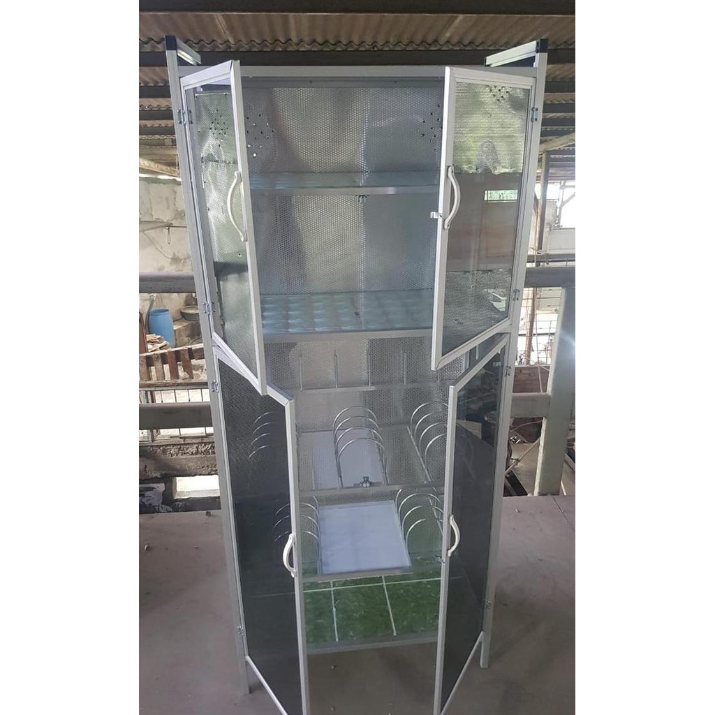RAK PIRING LEMARI PIRING ALUMINIUM KACA 2 PINTU
