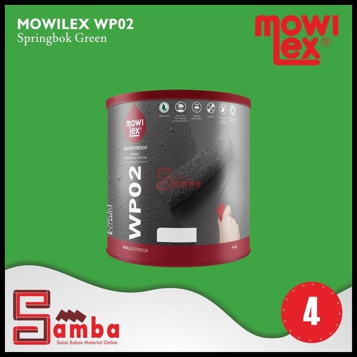 TERMURAH MOWILEX WP02 SPRINGBOK GREEN WATERPROOF 4 KG / CAT PELAPIS ANTI BOCOR 