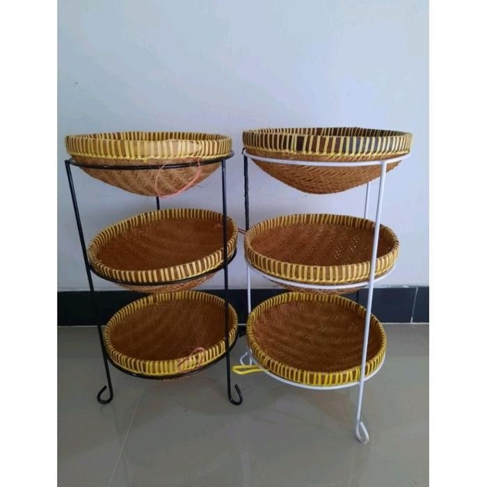 DK Rak Bawang Bumbu Dapur 3 Susun Estetik Lengkap Keranjang Bawang Merah Bawang Putih Perlengkapan T