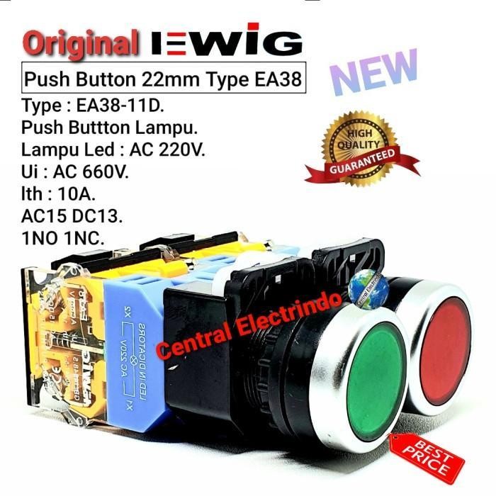 Push Button Lampu Led Ewig Ea38-11D 22Mm 10A Ac 660V.
