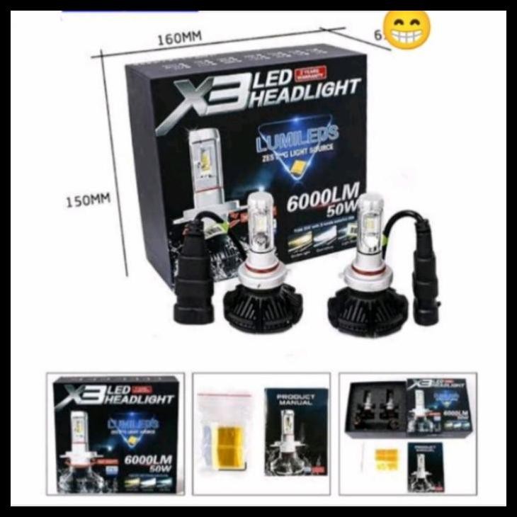 TERMURAH LAMPU DEPAN MOBIL BALENO MISTUBISITSHI LED X3 H11 H4 H7 HB3 HEADLAMP 