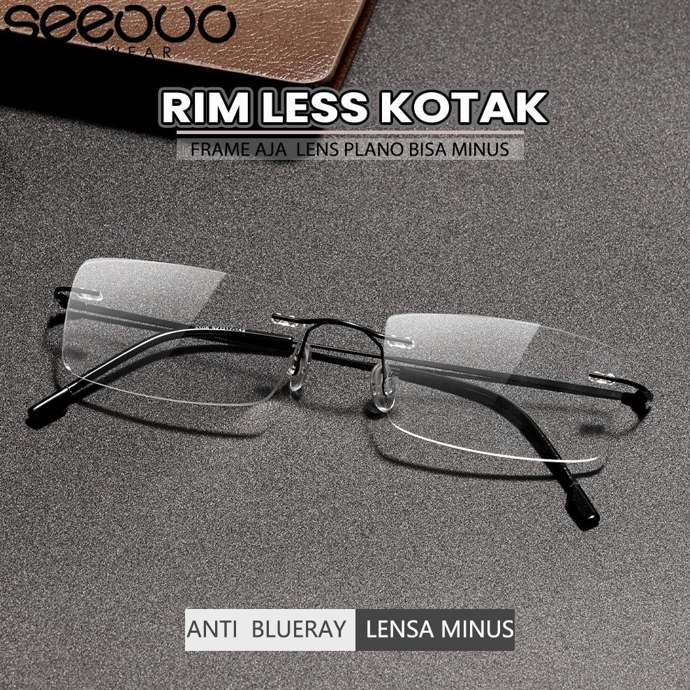 SEEOUO FRAME KACAMATA PLANO LENS FASHION GLASSES UNISEX BISA MINUS ANTIRADIASI BLUERAY PHOTOCROMIC M