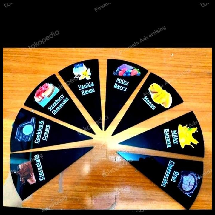 

GRATIS ONGKIR ICE CREAM VARIAN DISPLAY TOP NAMA TULISAN RASA FLAVOUR HITAM ES KRIM !!