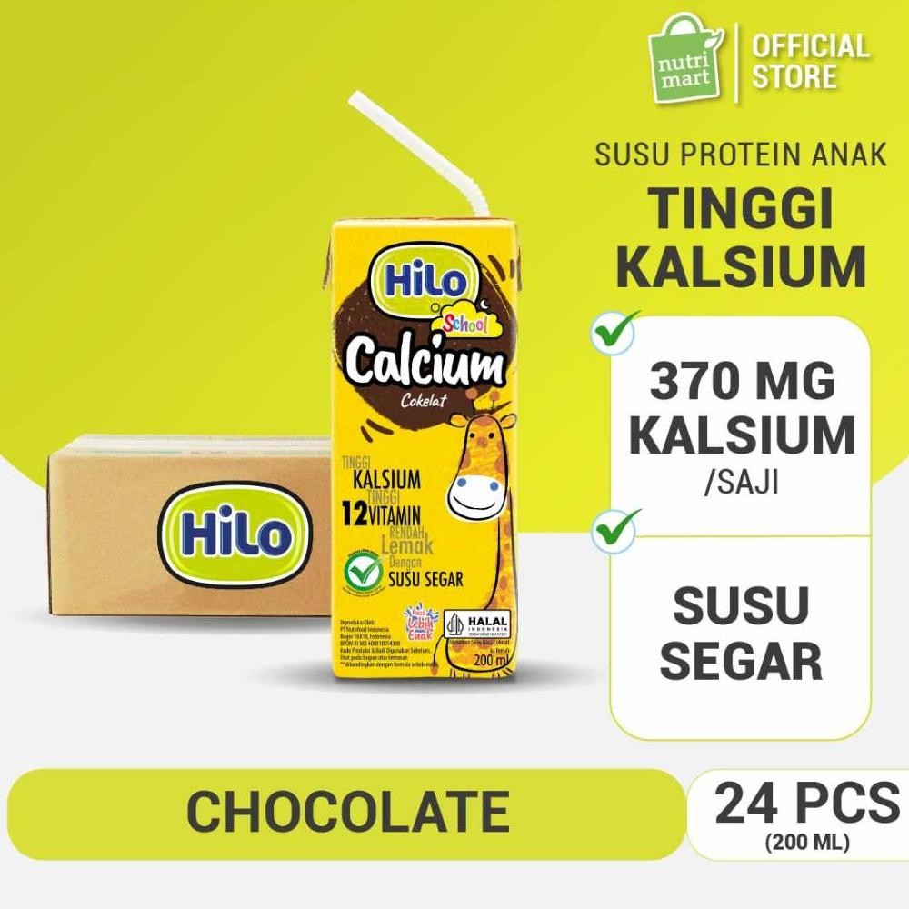 

Original 1 Karton - Hilo School Uht Chocolate Ready To Drink Rtd 200 Ml (24 Pcs) - Susu Tinggi Kalsium Rendah Lemak Hg-24