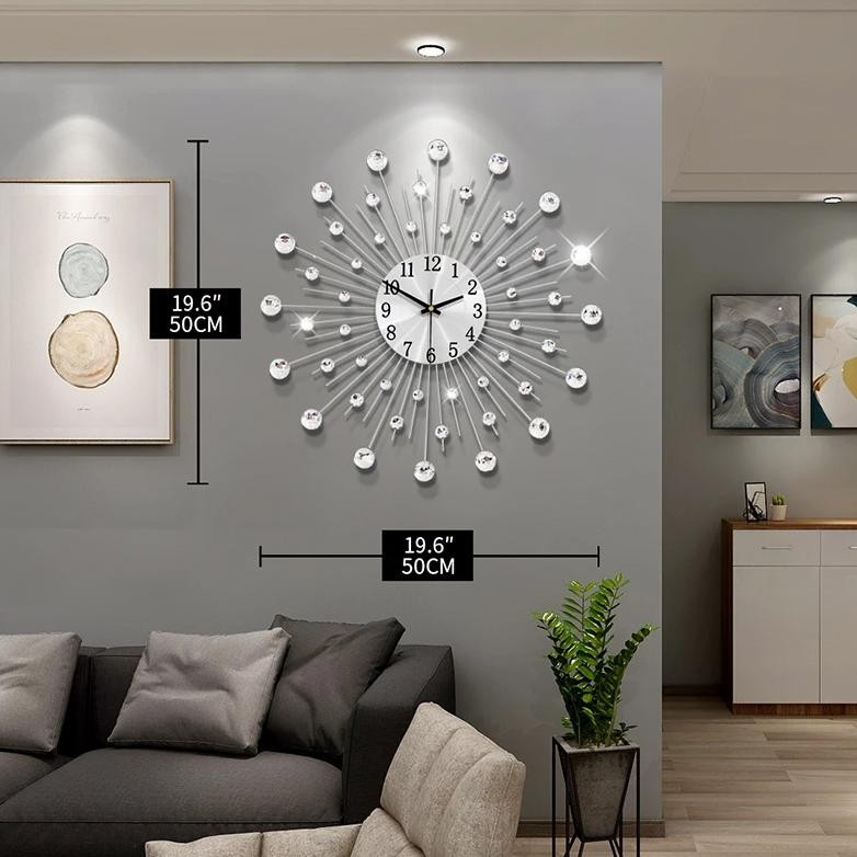 Gypsophila Diamond Fashion Wall Clock Wrought Iron Clock European Style Creative Decoration Clock Vi