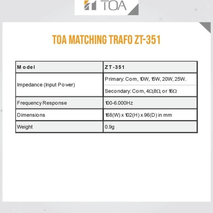 Mecing Trafo Toa Zt 351 Original Original Dan Terpercaya