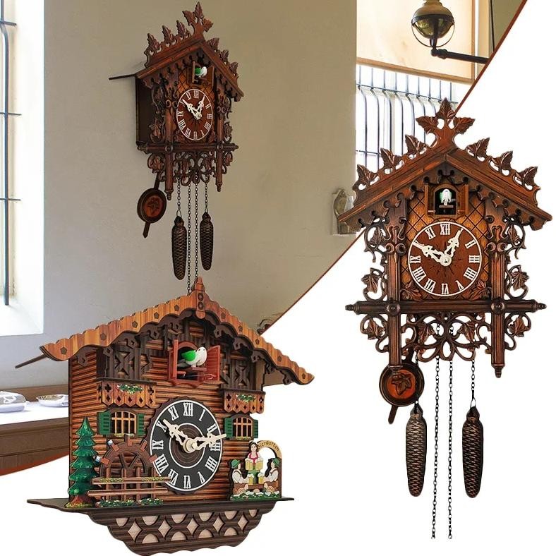 Classic Vintage Wood Cuckoo Wall Clock Vintage Wooden Clock Home Decor For Living Room Dining Room W