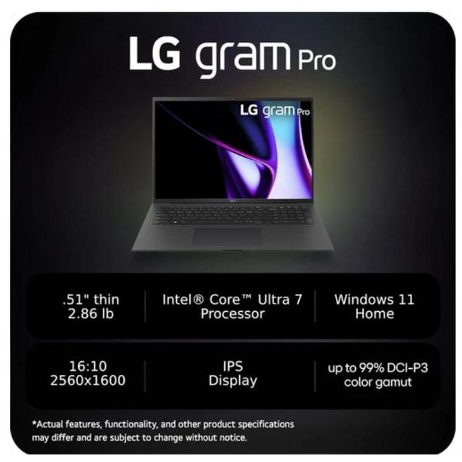 

LG gram Pro 17 17Z90SP Intel Core Ultra 7 Evo 155H 32GB LPDDR5x 2TB SSD RTX3050 Intel Arc Ultra Thin Windows 11 Laptop