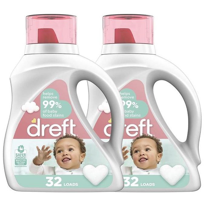 

Dreft Stage 2 Baby Laundry Detergent Soap, 64 Total Loads (Pack of 2)