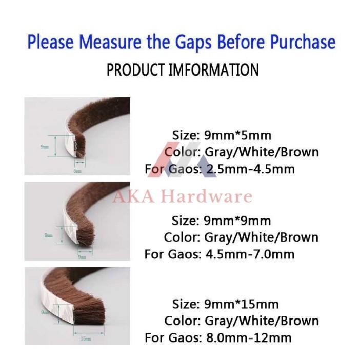 MOHAIR TAPE SEAL BULU PENUTUP CELAH PINTU GREY DOUBLE TAPE 15MM