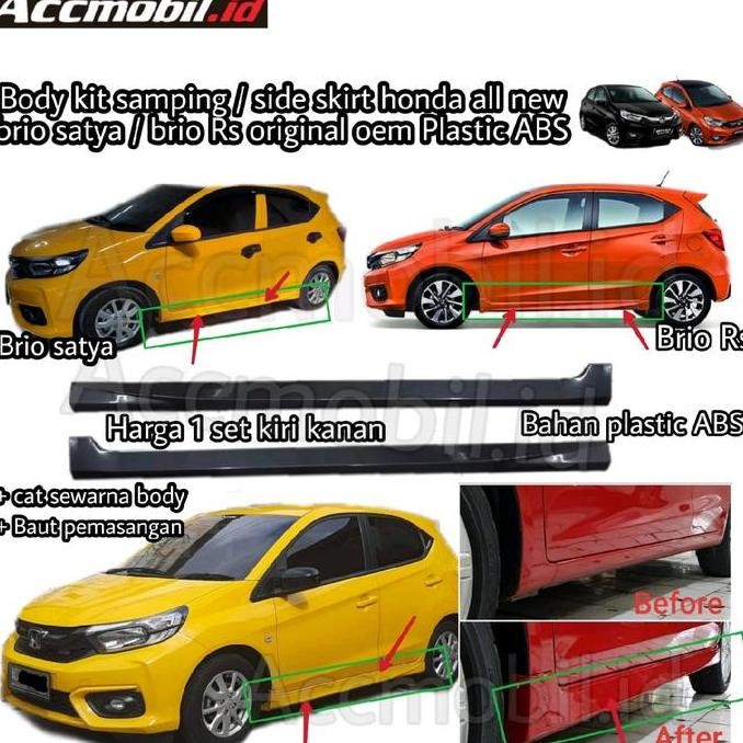 Bodykit Samping Body Kit Side Skirt Honda All New Brio Satya / Rs Plastic Model Original Oem