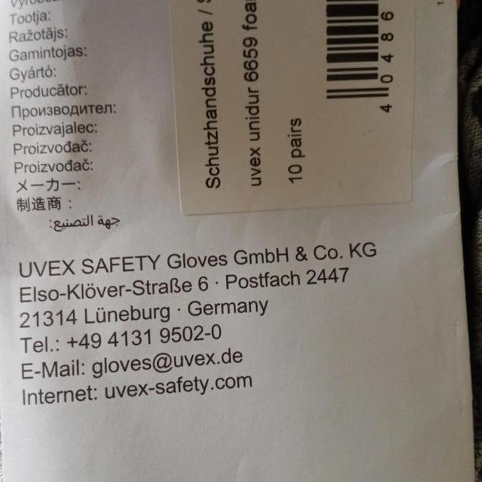 ready Uvex Unidur 6659 Foam cut resistence