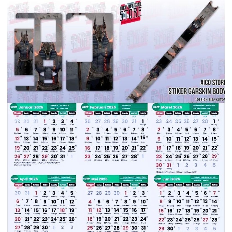 

*2Piece* Kalender Baru Tahun 2025 B80 12 Garskin Stiker Casing Custom Bebas Dan Bayar Ditempat