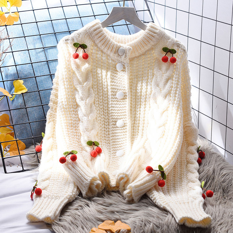 Cardigan Sweater Rajut Wanita Gaya Korea Pakaian Luar Longgar Cardigan Sweater