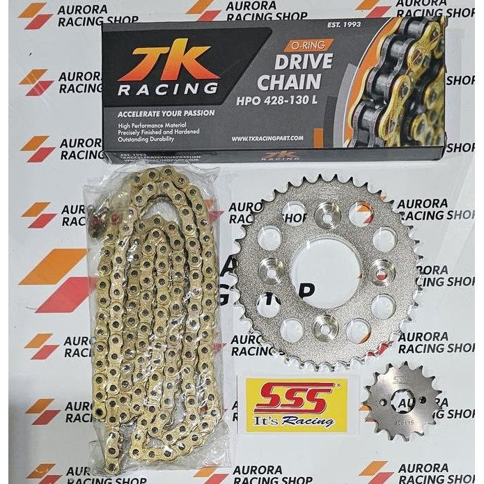 Gear Set Sss 428 Supra X 125 / Fit New / Blade & Rantai Tk O Ring 428 Hpo Gold