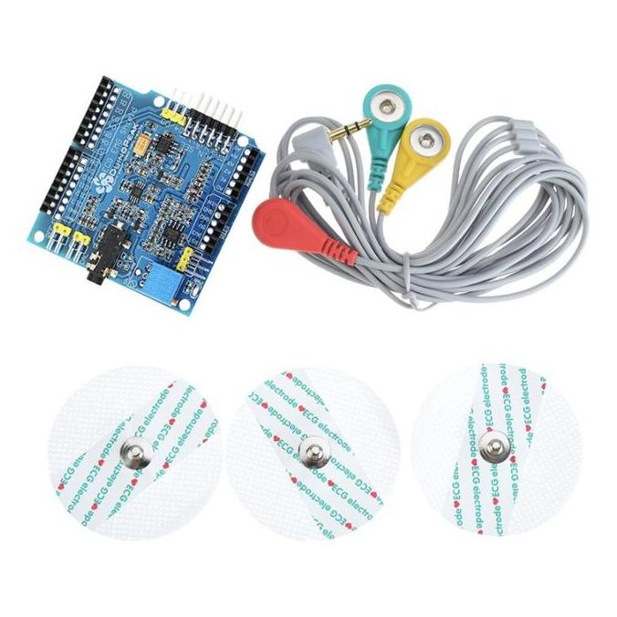 ECG EMG EKG Shield for arduino + Cable and Electrodes pad Sensor