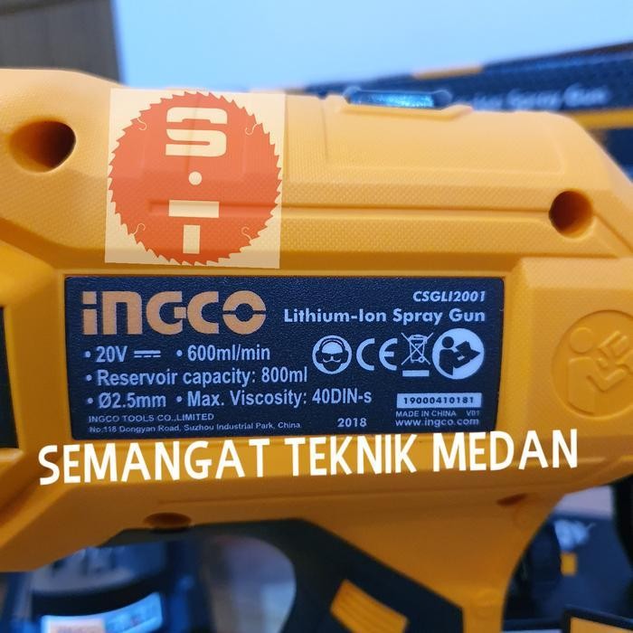 Csgli2001 Spray Gun Listrik Cordless Semprotan Angin Cat 20V 2Ah Ingco Original Dan Terpercaya