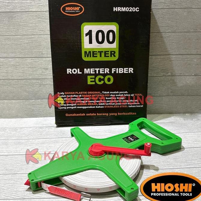 METERAN ROL TANCAP 100M FIBER HIOSHI ECO ALAT UKUR TANAH METER GULUNG ORIGINAL DAN TERPERCAYA