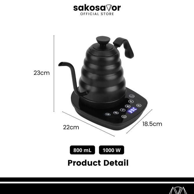 Kettle Leher Angsa Elektrik 800ml Pengatur Suhu Gooseneck Electric