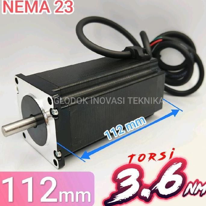BARU  Motor stepper 57 steper NEMA 23 NEMA23 CNC Router 2 phase bipolar - extra long 112mm