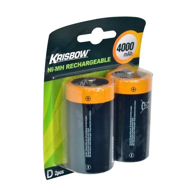 Krisbow Set Baterai Rechargeable Size D 4000 Mah 2 Pcs
